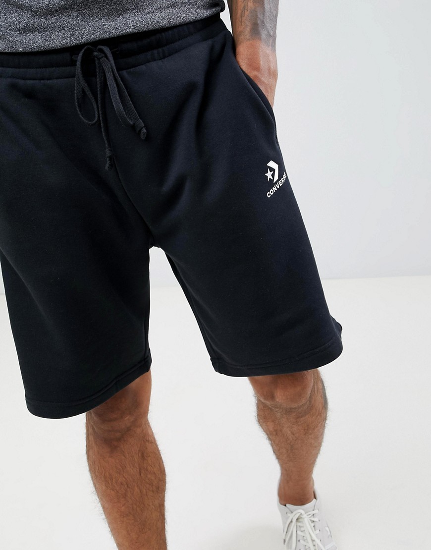 CONVERSE SMALL LOGO JERSEY SHORTS IN BLACK,10008817-A01