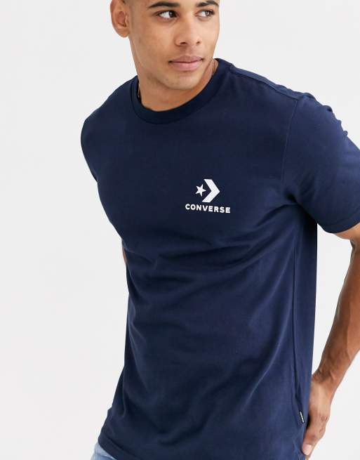 Converse small logo t-shirt in ASOS navy 