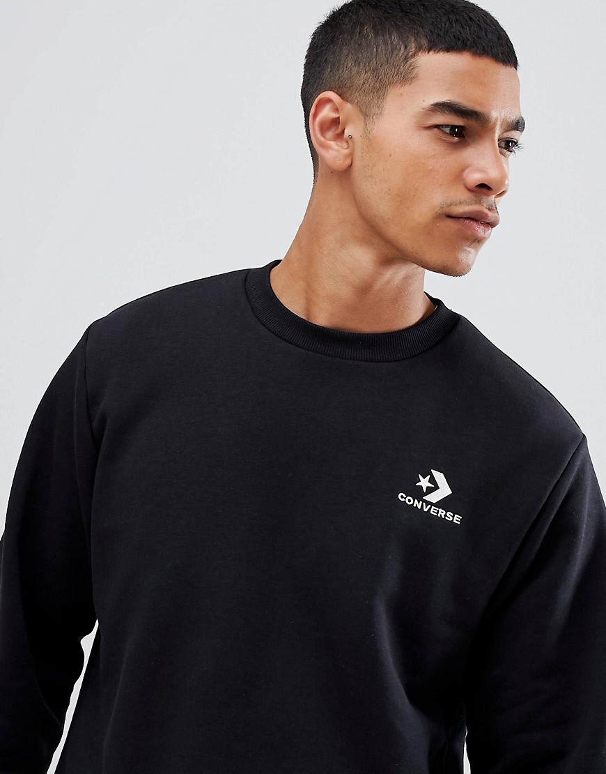 Converse - Sort sweatshirt med lille logo og rund hals