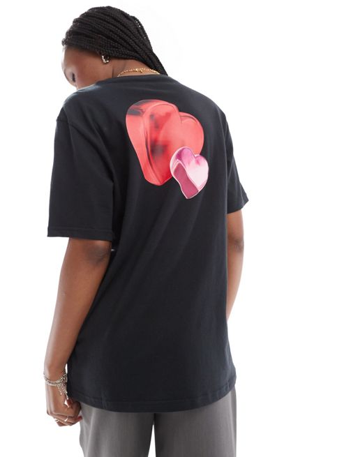 Converse - Sort T-shirt med hjerteprint bagpå