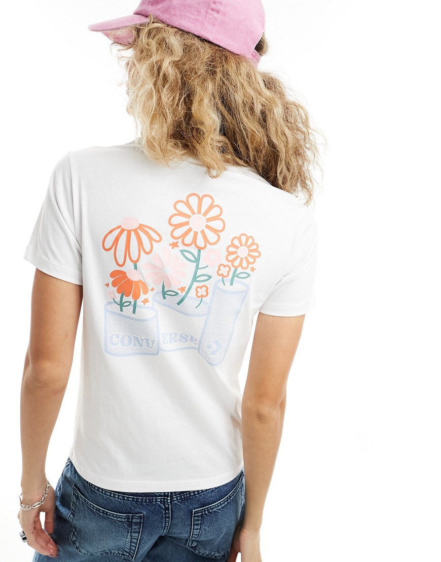 Converse spring blooms back print t-shirt in white