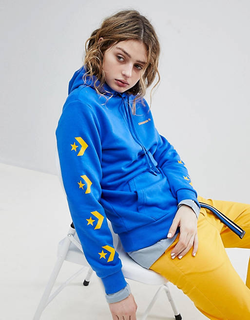 Converse Star Chevron Graphic Pullover Hoodie In Blue | ASOS