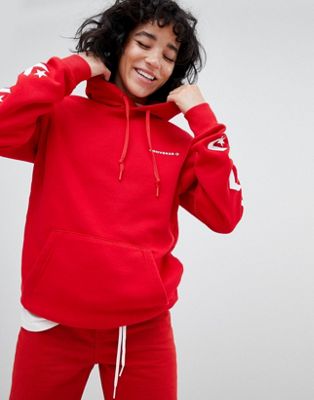 red converse zip up hoodie