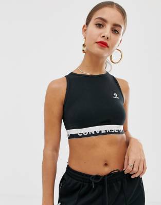 high neck crop sports bra