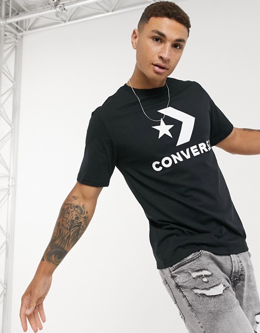 Converse Star Chevron large logo t-shirt in black