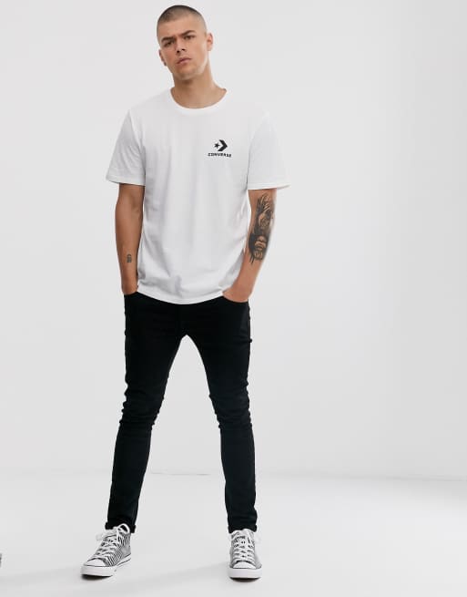 Converse drop shoulder t shirt-White and Black on sale