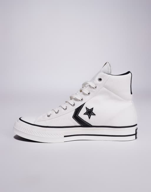 Converse Star Player 76 Hi sneakers in white and black detail , 2 of 5