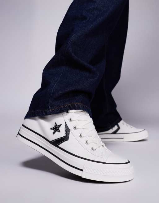 Converse Star Player 76 Hi sneakers in white and black detail | ASOS