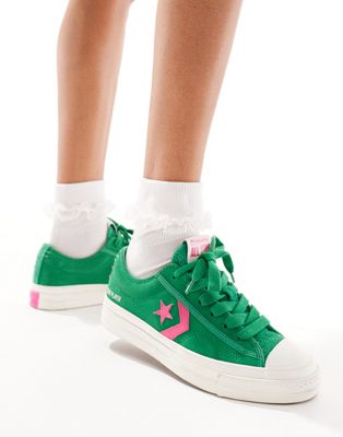 Converse Star Player 76 ox trainers in green and pink