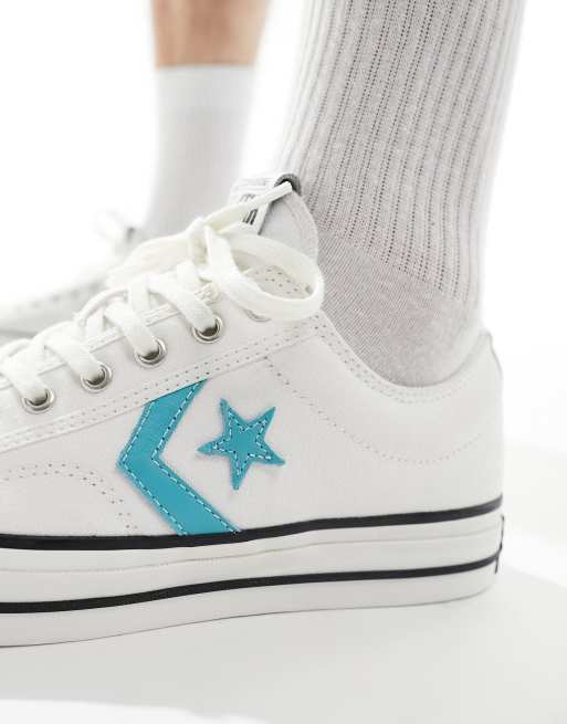 Converse Star Player 76 sneakers in white with blue detail