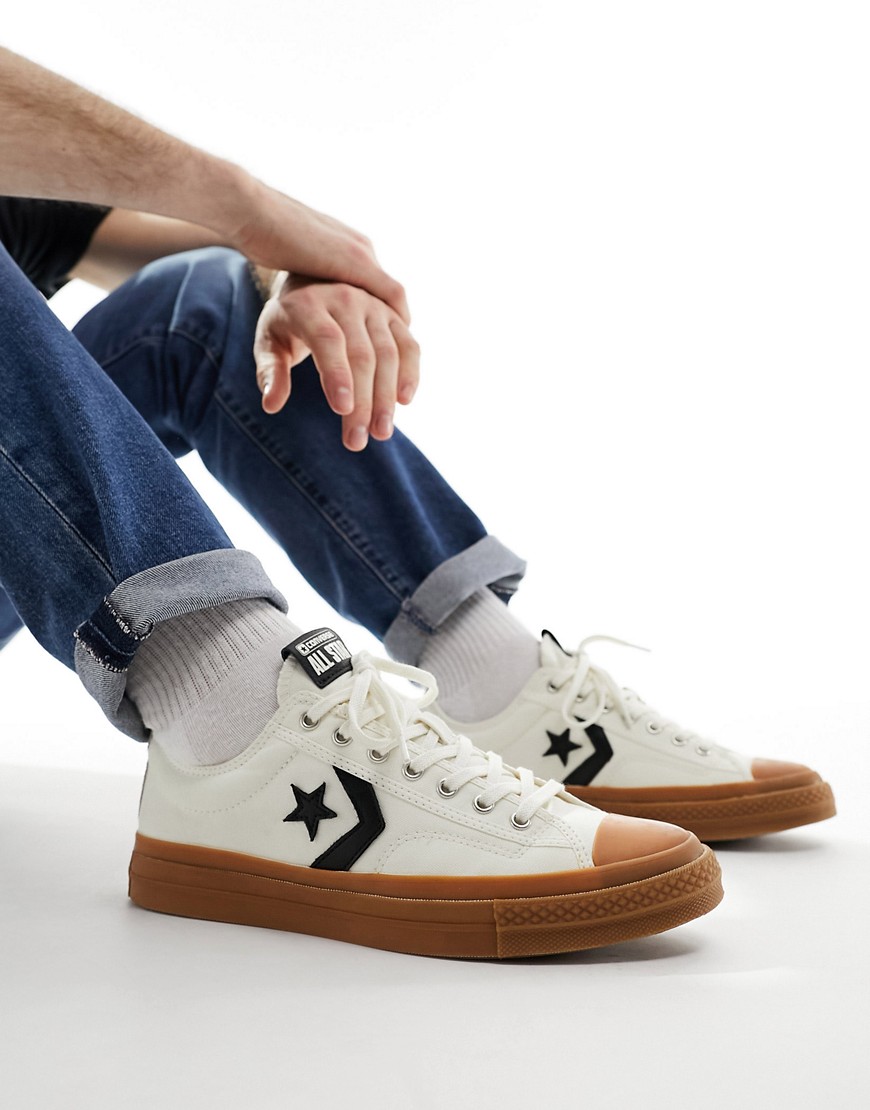 Converse Star Player 76 trainers with gum sole in cream-White