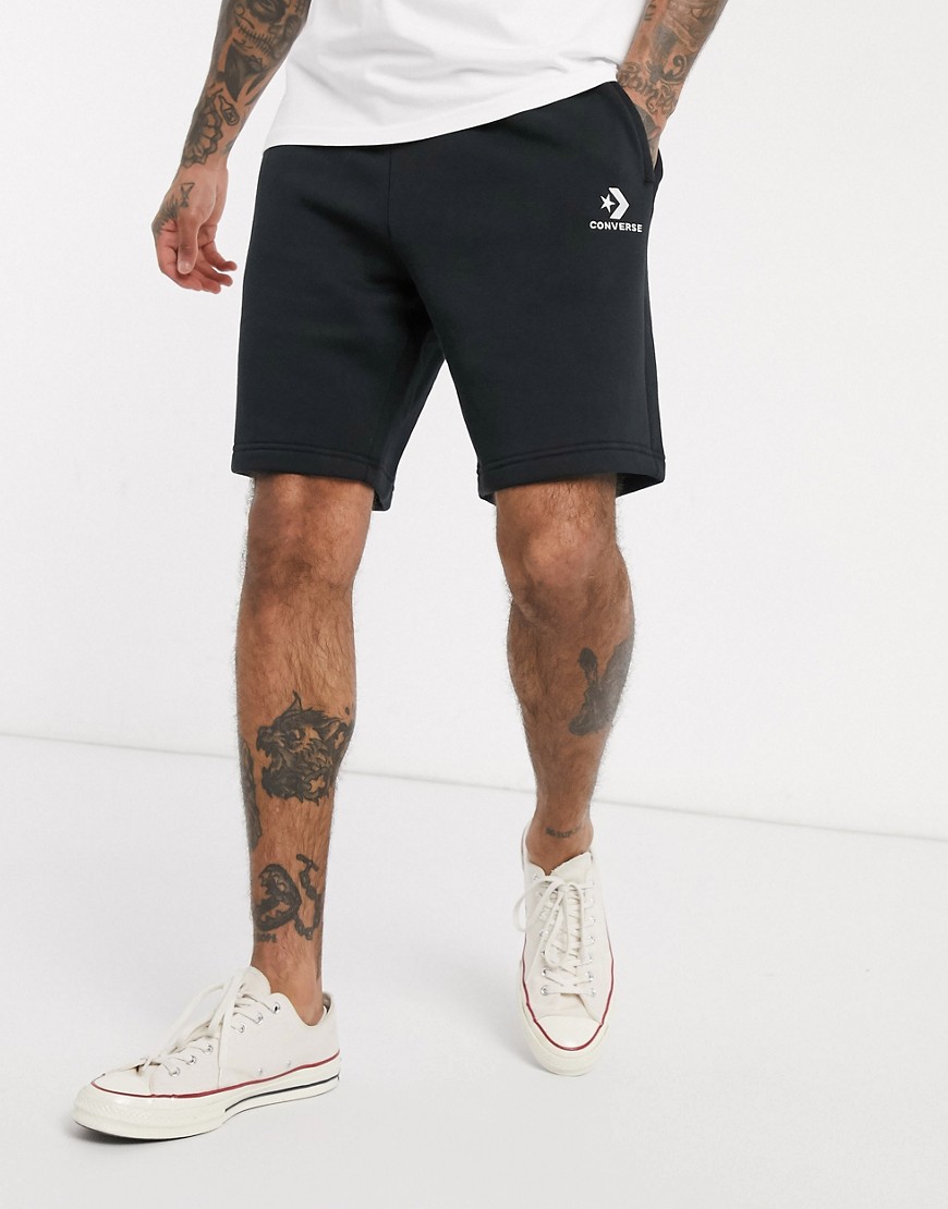 Converse – Svarta jersey-shorts med liten logga