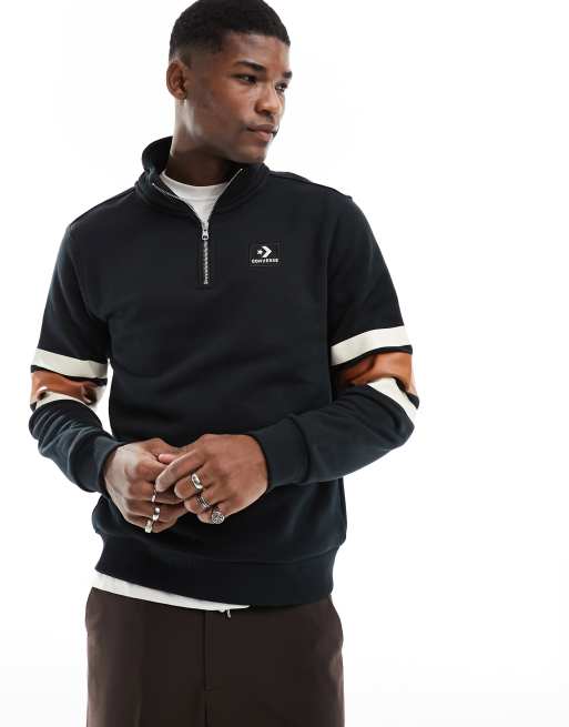 Converse - Sweater met korte rits en chevron in zwart
