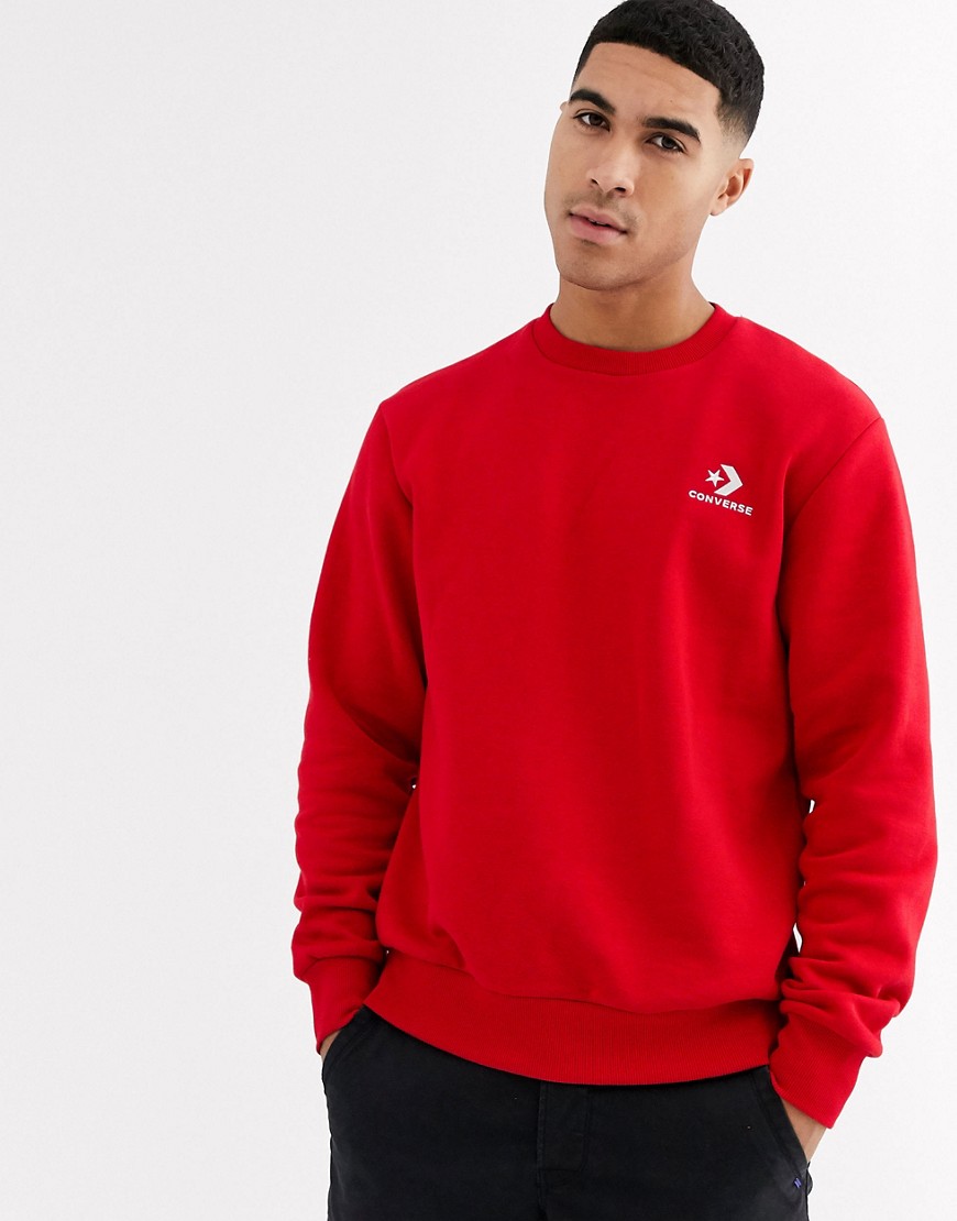 Converse - Sweater met logo en ronde hals in rood