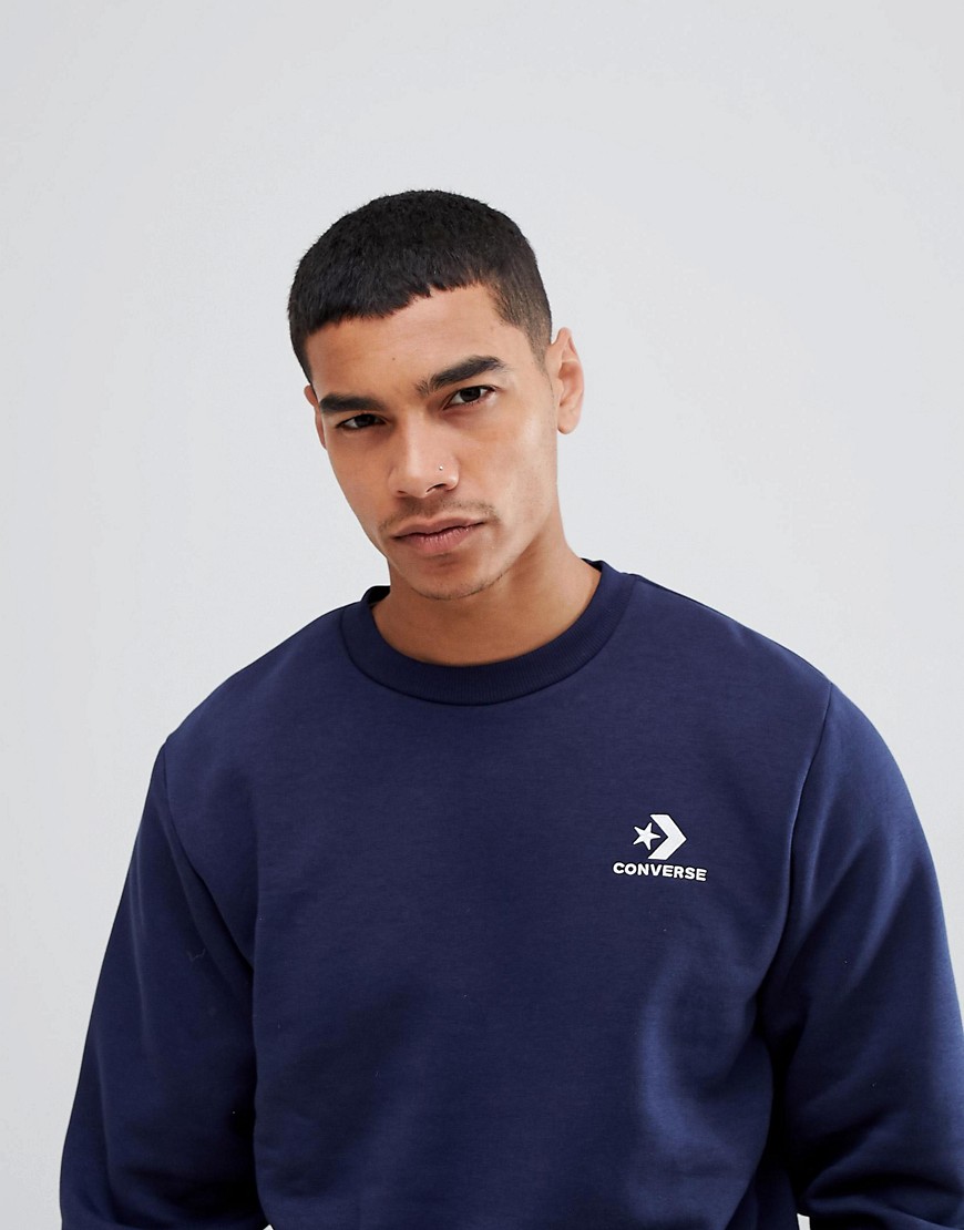 Converse - Sweater met logo in marineblauw 10008816-A02