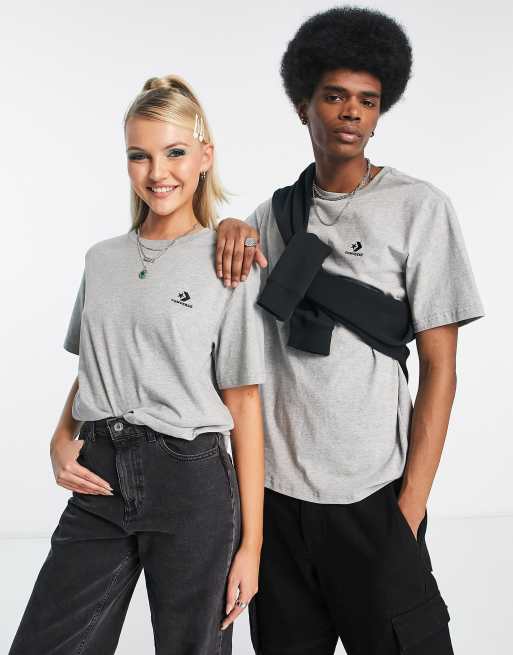 Converse – Szary T-shirt unisex z gwiazdką i jodełką 