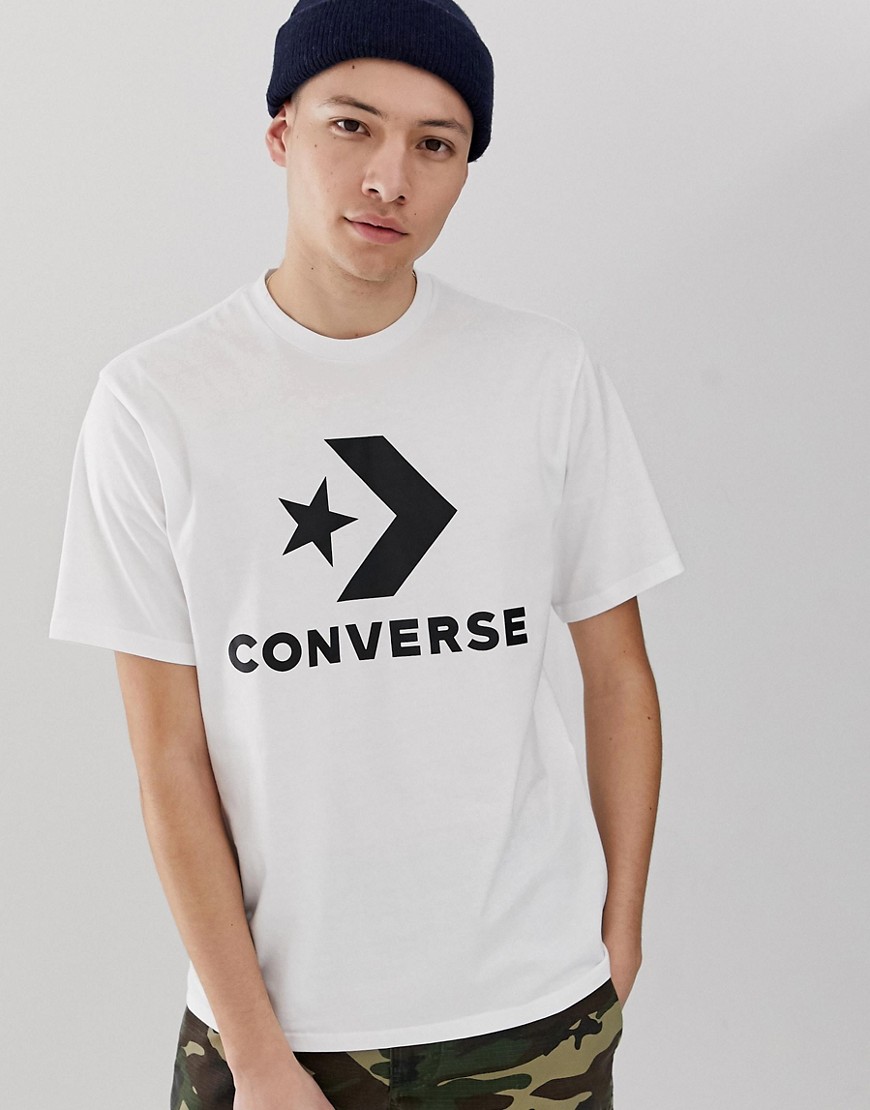 Converse - T-shirt bianca con logo grande-Bianco