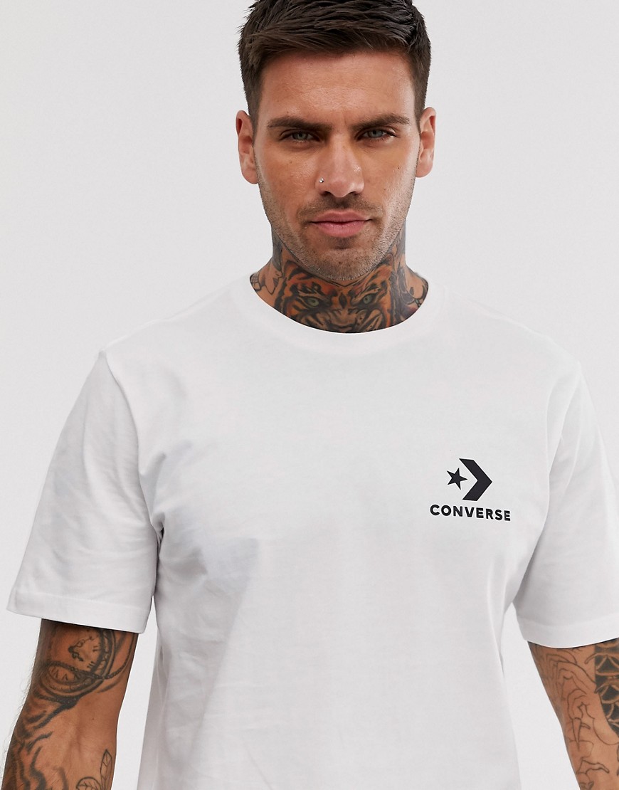 Converse - T-shirt bianca con logo piccolo-Bianco