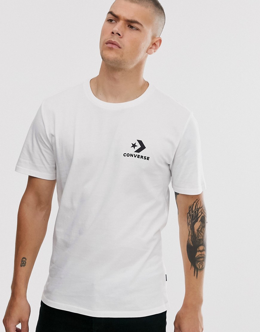 Converse- T-shirt bianca con logo Star Chevron-Bianco