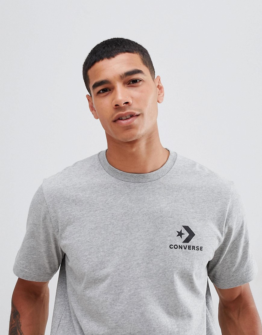 Converse - T-shirt grigia con logo piccolo-Grigio