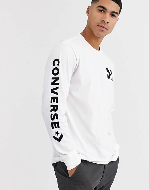 صبغة بدون امونيا للشيب Converse - T-shirt manches longues avec logo - Blanc | ASOS صبغة بدون امونيا للشيب