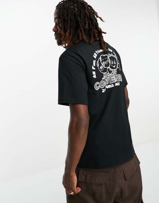 Converse - T-shirt met maan- en zonprint op de achterkant in zwart