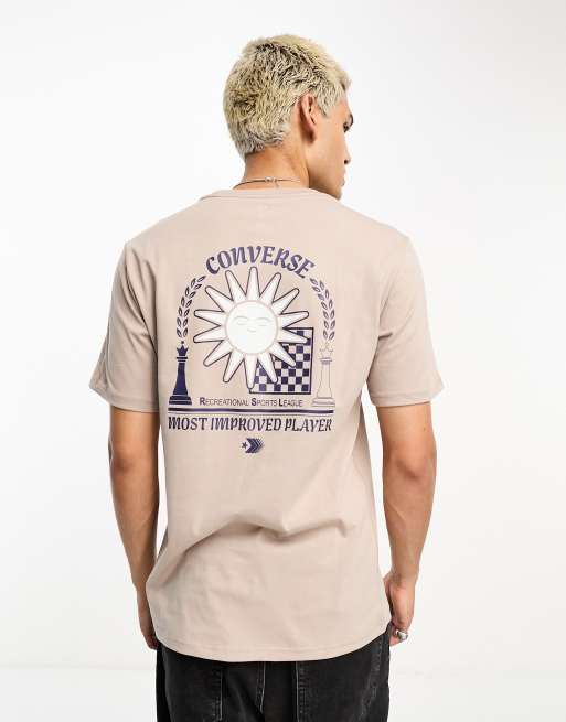 Converse - T-shirt met print op de achterkant in grijs