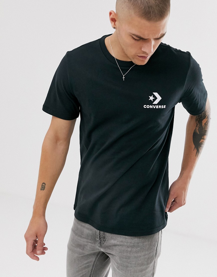 Converse - T-shirt nera con logo Star Chevron-Nero