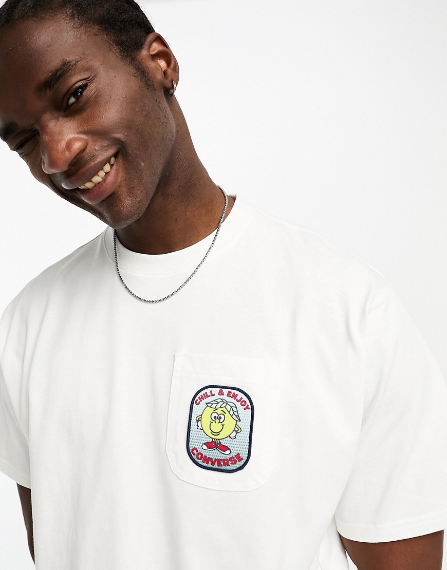 Converse t-shirt with fruit pocket patch in white
