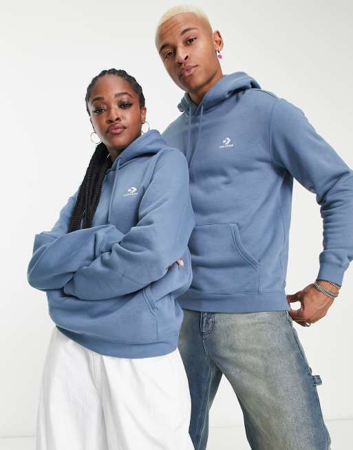 Converse - Uniseks hoodie met ster- en chrevron-logo in 'deep waters' blauw, 3 van 4