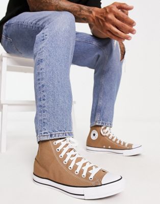 Converse Unisex Chuck Taylor All Star Hi trainers in light brown - ASOS Price Checker