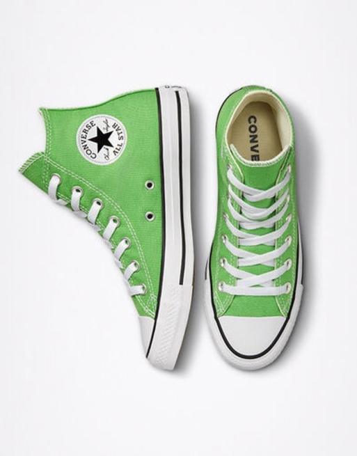 Converse unisex Chuck Taylor All Star Hi sneakers in lime green, 3 of 4