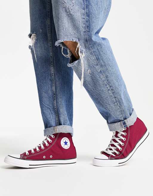 Converse maroon high deals cut