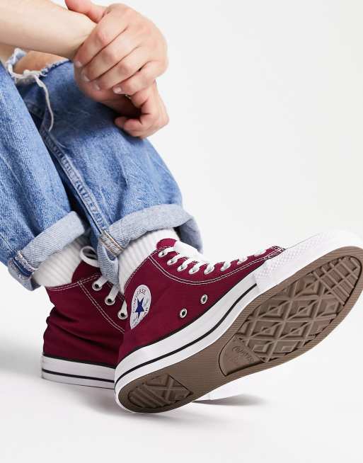 Uitschakelen Belonend Makkelijk te gebeuren Converse unisex Chuck Taylor All Star hi trainer in maroon | ASOS