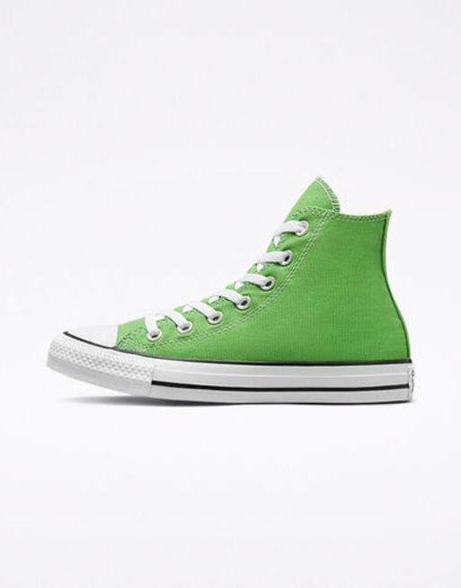 Converse unisex Chuck Taylor All Star Hi trainers in lime green, 2 of 4