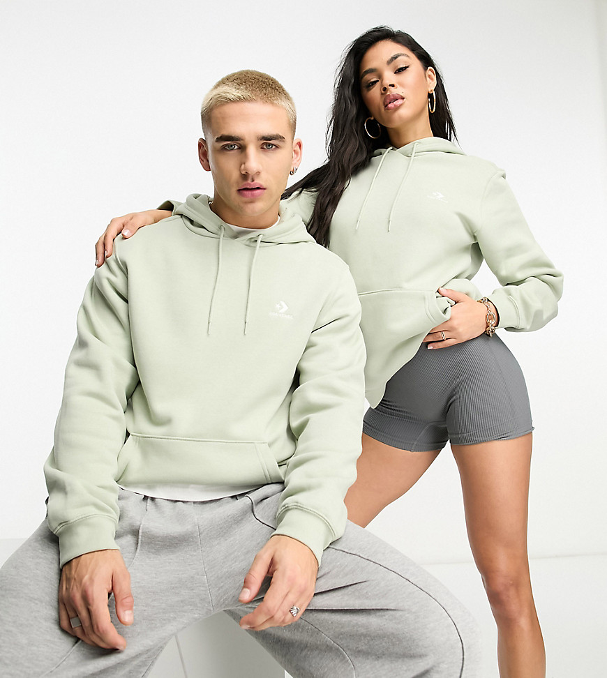 Converse unisex classic fit hoodie with chevron embroidery in sage - exclusive to ASOS-Green