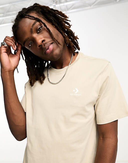 Converse unisex embroidered star chevron T-shirt in stone | ASOS
