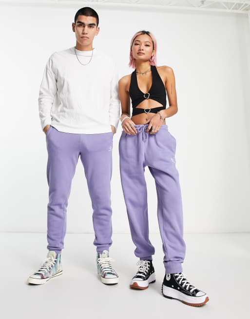 Converse unisex star chevron fleece joggers in lilac ASOS