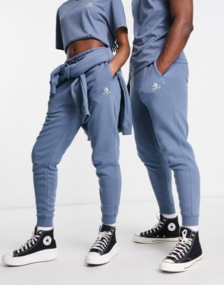 Converse unisex star chevron fleece joggers in mid blue - ASOS Price Checker