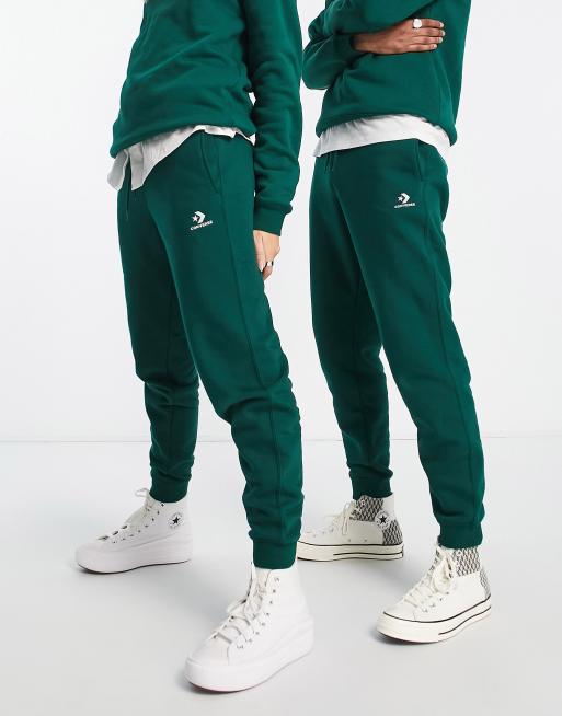Converse unisex star chevron fleece trackies in dark green
