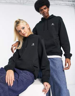 Converse unisex star chevron logo hoodie in black