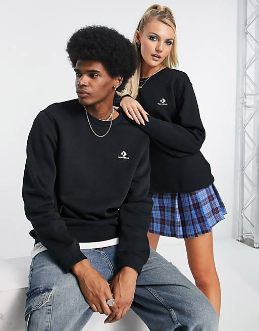 Converse unisex star chevron logo sweatshirt in black | ASOS