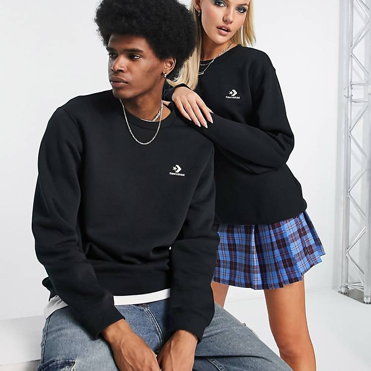 Converse unisex star chevron logo sweatshirt in black | ASOS