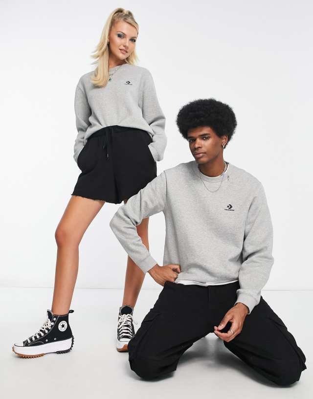 Converse unisex star chevron logo sweatshirt in gray