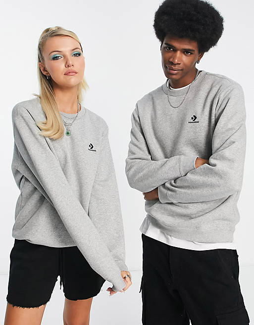 Converse unisex star chevron logo sweatshirt in gray | ASOS
