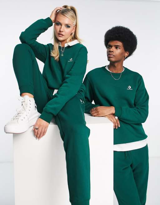 Converse unisex star chevron sweatshirt in dark green