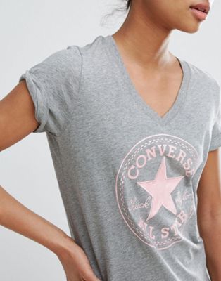 Converse V-Neck T-Shirt With Metallic 