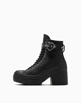 Valentines Chuck 70 De Luxe Heeled Booties in black with heart detail