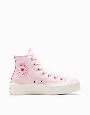 Valentines Chuck Taylor All Star Lift sneakers in pink with red lace detail