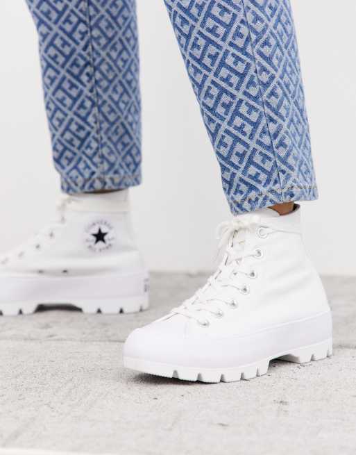 White converse on sale thick sole